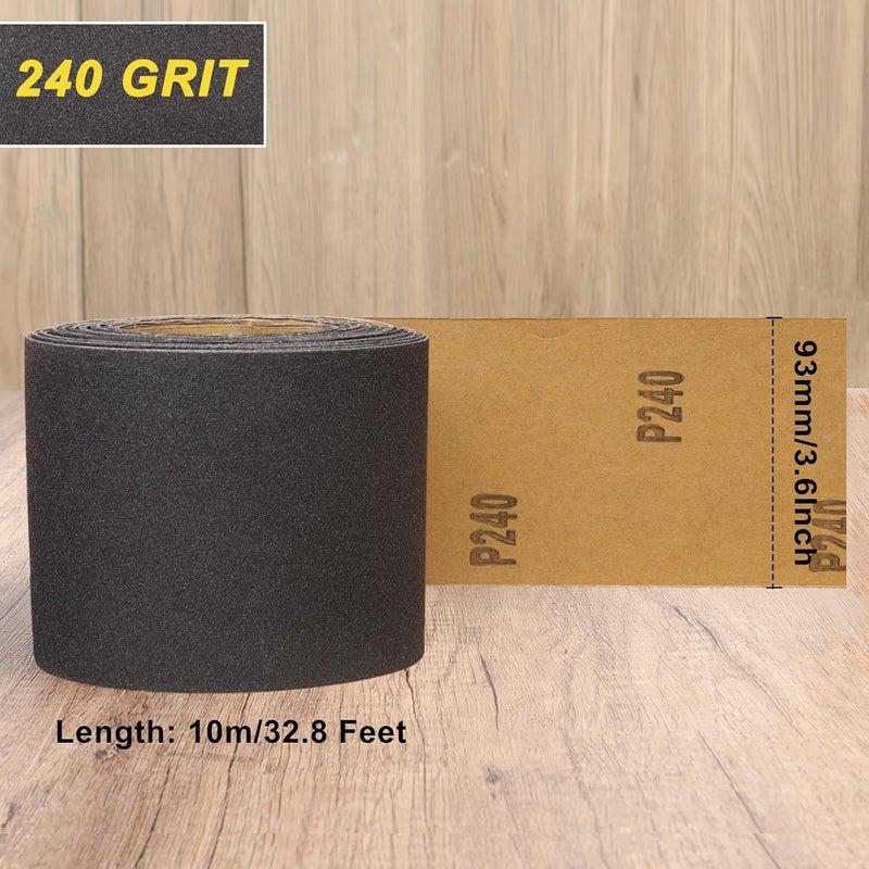 Shineboc 240 Grit Sandpaper Roll, 3-2/3" Wide 11 Yard Wet Dry Silicon Carbide Longboard Sand Paper for Automotive Metal Wood Sanding＆Polishing - Image 2